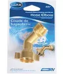 Camco 22605 Hose Elbow With Gripper, Male Thread By Hose Barb, Brass