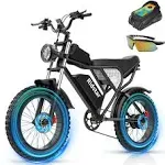 Bopzin Electric Bike for Adults, 1500W 30mph Dirt Bike, 48V,20AH Removable Battery, Max 75Miles Electric Motorcycle, 20" Fat Tire Ebike, 7-Speed & UL