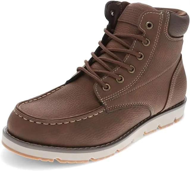 "LEVI'S Mens Brown Pull Tab Cushioned Removable Insole Dean Round Toe Wedge Lace-Up Chukka Boots"