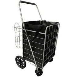 Folding Grocery Basket Cart Shopping Wheels Large Metal Utility Laundry