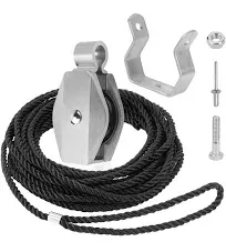 GRONGU Extension Ladder Rope &amp; Pulley Kit Replacement Part Compatible Black 