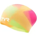 TYR Junior Tie Dye Long Hair Silicone Swim Cap - Pink/Orange/Yellow