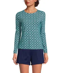 Lands' End Women's Long Crew Neck Long Sleeve Rash Guard