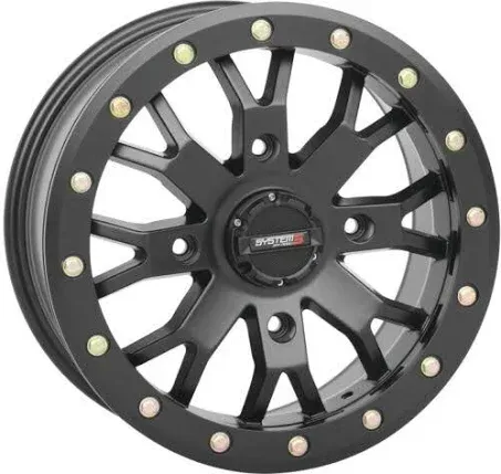 System 3 SB-4 Beadlock 14x7 ATV/UTV Wheel - Matte Black (4/156) 4+3  14S3-3157