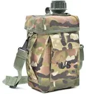 JFFCESTORE Military Canteen Squared Insulated Camouflage Bag Carrier Cover Canteen 2qt Capacity PVC Water Bottle Pouch for Hiking Camping (Camo)