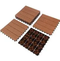 Set of 6 Wood/Plastic Composite Interlocking Deck Tiles for Outdoor Flooring – Covers 5.8-Square-Feet by Pure Garden (Brown) - Bed Bath & Beyond - 39037175