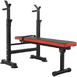 Adjustable Weight Bench with Barbell Rack, Folding Multi-Function Workout Bench