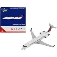 GeminiJets Bombardier CRJ200 Commercial Aircraft Delta Connection (N685BR) White with Red and Blue Tail 1/400 Diecast Model Airplane