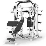 Marcy SM-7409 Smith Machine Cage Multi Purpose Home Gym Training System, White