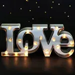 Bright Zeal 16" x 7" Large Love Decor for Bedroom LED Marquee Sign (Mirror Front) - Love Wall Signs for Home Decor Wall Table Decor - Wedding Decorations Lights - Romantic Decorations Special Night