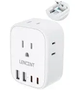 LENCENT US to UK Ireland Travel Plug Adapter, Grounded Type G Outlet Adaptor with 4 USB Charger(2 USB C), 4 Outlets Converter for USA to Dubai