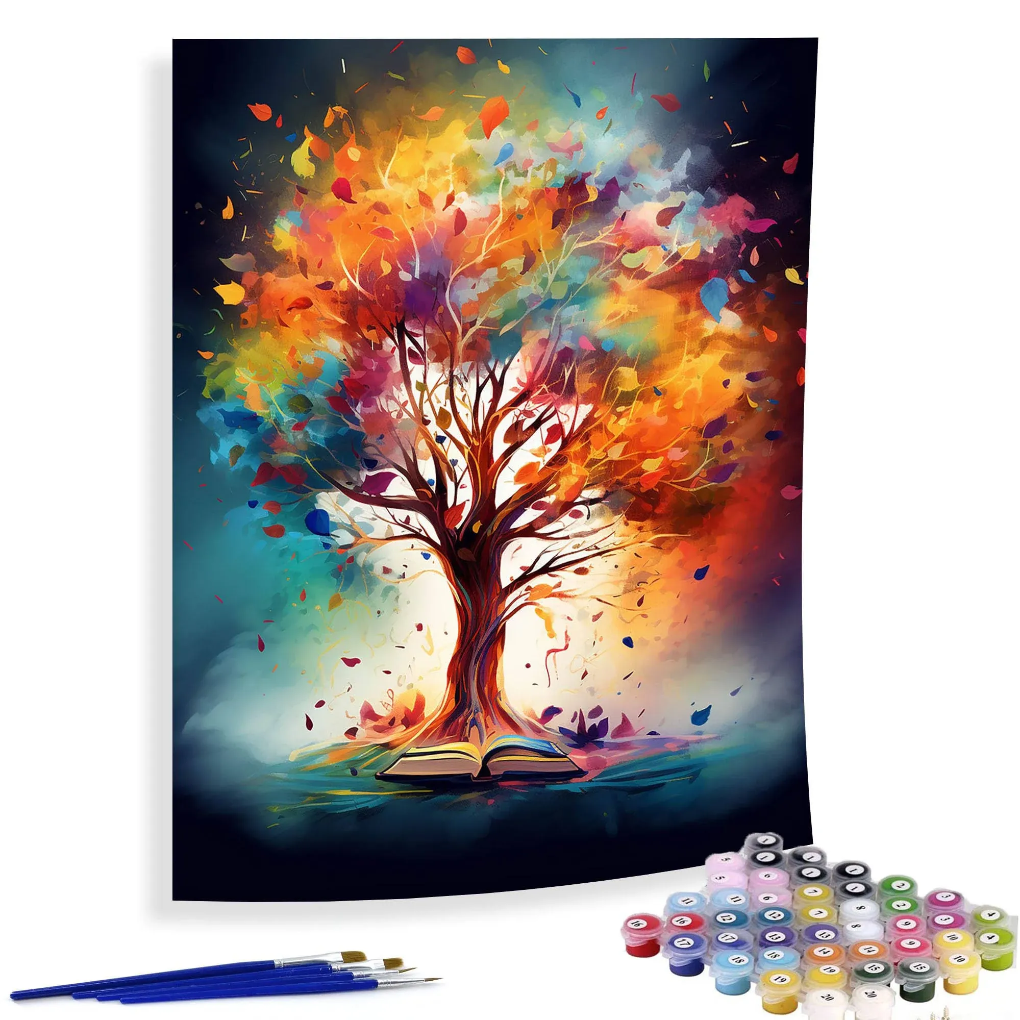 Paint by Numbers for Adults Tree, DIY Oil Painting Colorful Acrylic Paint by ...