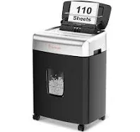 110-Sheet Autofeed Office Shredder, 30Min Micro Cut, P-4 Security, 6.1G Bin 