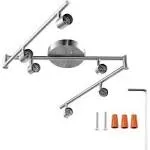 6-Light Adjustable LED Dimmable Track Lighting Kit by AIBOO,Flexible Foldable Arms,Satin Nickel Kitchen,Hallyway Bed Room Lighting Fixture, E26 Base Bulbs not Included