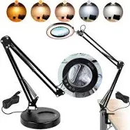 Magnifying Glass with Light and Stand, 5X Magnifying Lamp, 4.3&#034; Glass Lens, Base