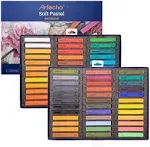 Artecho 72 premium Soft Pastels, 70 Colors Including 4 Fluorescent Colors, Extra Free Black &amp; White, Square Chalk for Drawing, Blending, Layering,