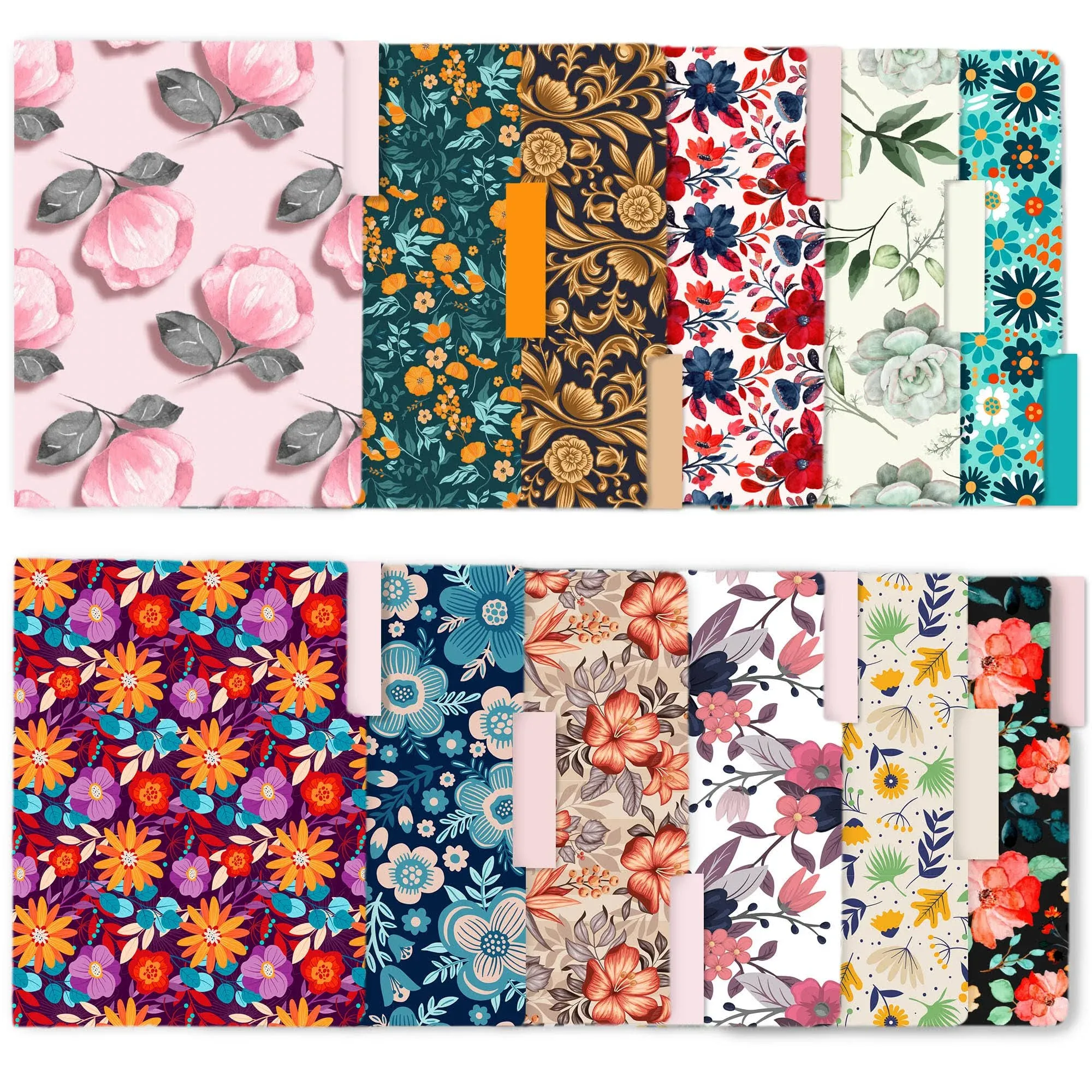 12 Pack Decorative File Folders, Floral Cute Folder... 