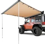 VEVOR Vehicle Awning 4.6'x6.6' Roof Rack Pull-Out Sun Shade UV50+ PU3000mm, Retractable Weatherproof 4x4 Side Awning for SUV Outdoor Camping & Overland (Hardware Included), w/Waterproof Storage Bag