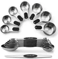 Spring Chef Magnetic Measuring Cups & Spoons Set (Patent Pending), Strong N45 Magnets, Heavy Duty Stainless Steel Fits in Spice Jars for Baking & Cooking, BPA Free, Set of 15 with Leveler, Multicolor