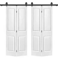 CALHOME Double Bi-Fold Barn Door 60&#034;x80&#034; Composite 2-Panel w/ Sliding Hardware