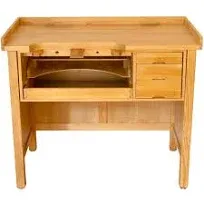 Noble Fine Wood Jewelers Bench - Solid Wooden Workbench Station with Utility Storage Drawers for Jewelry Making