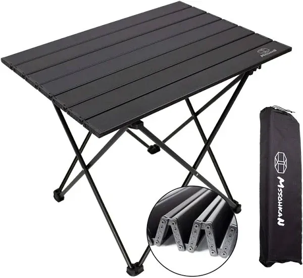 MSSOHKAN Camping Table Folding Portable Camp Side 16&#034;D x 11&#034;W x 15&#034;H Black