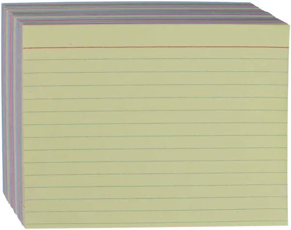 AmazonBasics Ruled Color Index Cards