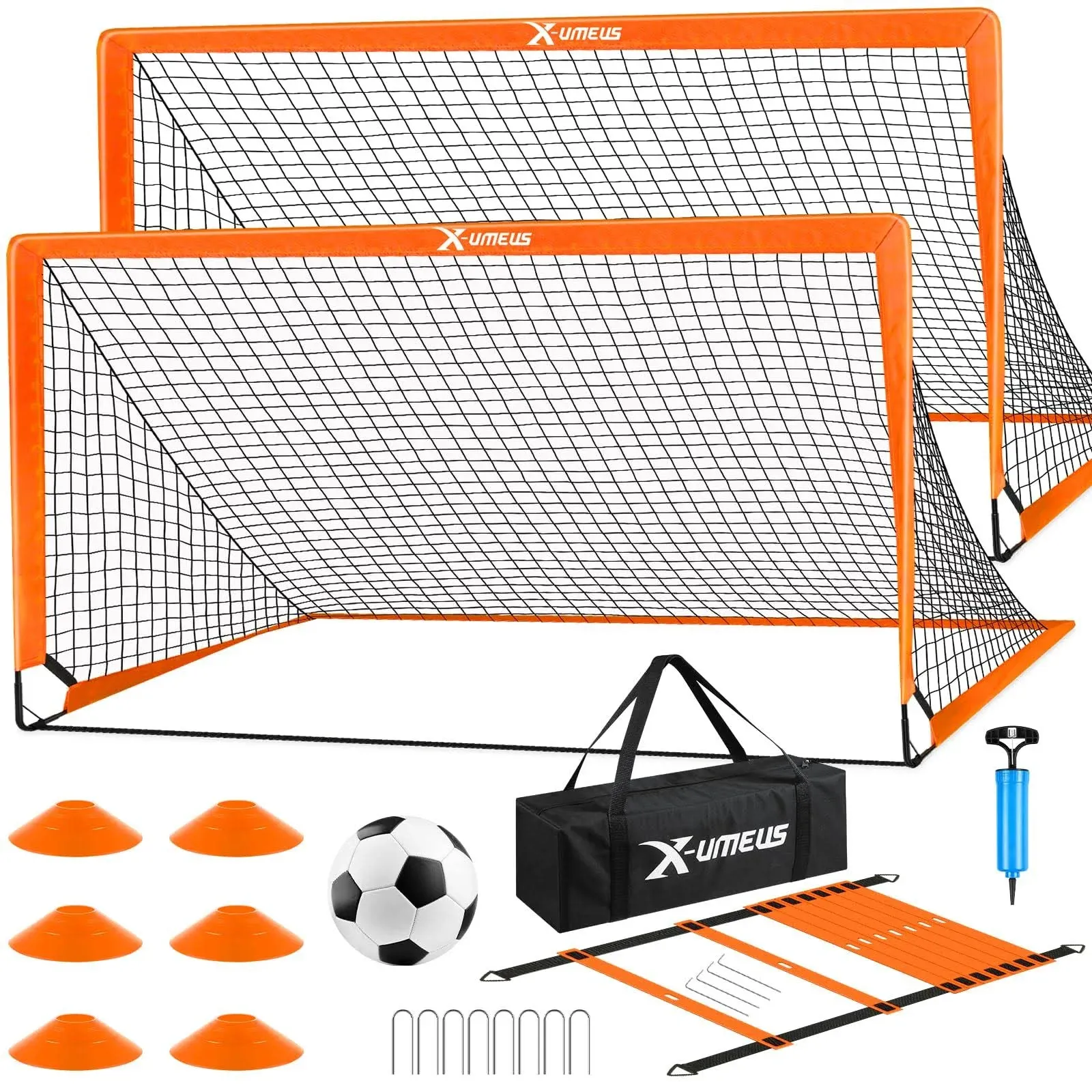 Kids Soccer Goals for Backyard Set of 2, 6x4 ft Portable Pop Up Soccer Goal ...