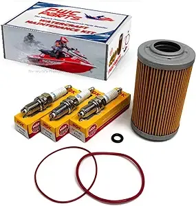 SeaDoo 4-TEC 130/155/185/215/255/260 2002+ Oil Filter & O-Ring Set with NGK Spark Plug DCPR8E Set GTX GTI RXP RXT RXP-X RXT-X GTR Supercharged Repl 420956741 420230920 420950860 420850500