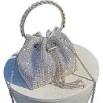 TOPALL Upgrade Rhinestone Evening Bag Bling Purse Sparkly Diamond Silver Clutch Purses for Women Party Club Wedding Prom