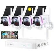 XMARTO WiFi 6 Wire-Free Solar Home Security Camera System Wireless, 4-Cam 4MP QHD CCTV Camera Kit with 10CH Expandable 4K WiFi NVR and Past 120-Day Video Storage, All-Weather Solar Charge (SCS-2K104)