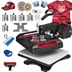 VEVOR 11 in 1 Heat Press Machine Tshirt Press Machine 360° Swing Away Digital Shirt Printing Multifunction Heat Transfer Clamshell Sublimation for T-Shirt Hat Cap Mug Plate Pen Shoes, 15x12 Inch