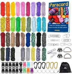 MONOBIN Paracord, 550 Paracord Combo Kit with Instruction Book 36 Colors Multifunction Paracord Ropes and Complete Accessories for Making Paracord