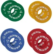 EVERYMATE Rubber Fractional Weight Plates Set of 8 for Olympic Bars 0.25-1LB ...