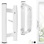 Sliding Glass Door Handle Set – Aluminum Handle, Mortise/Hook Style, Fits 3-15/16 in. Hole Spacing (White)