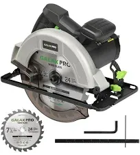 GALAX PRO 11 Amp Power Circular Saw, 6000RPM Corded Circular Saw with Adjustable Cutting Depth 2-7/16" (90°) to 1-13/16" (45°), 7-1/4 Inch Carpentry Saw Blade, Ideal for Wood, Plastic Cuts