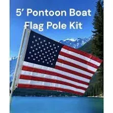 Pontoon Boat Solutions 5' Pontoon Boat Aluminum Flag Pole Kit with American Flag