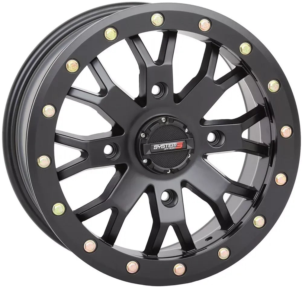 System 3 SB-4 Beadlock 14x7 ATV/UTV Wheel - Matte Black (4/156) 6+1 [14S3-3156]