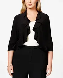 R &amp; M‎ Richard’s Woman Black Ruffled Bolero Jacket 1X