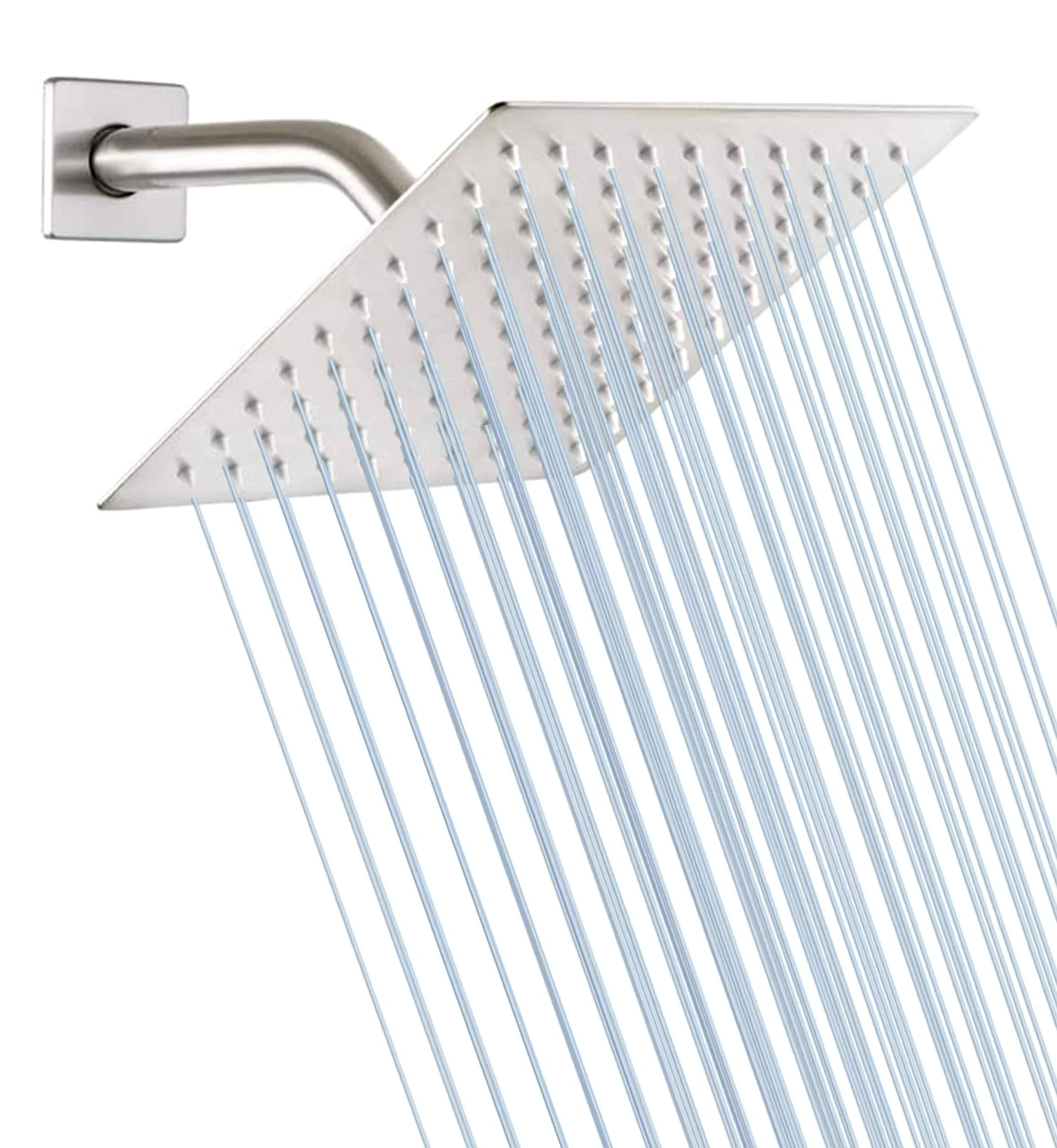 GG Study 8 Inch Square Stainless Steel Rain Style Shower Head