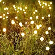 Solar Garden Lights - 4 Pack 48 LED Solar Firefly Lights with 2 Lighting Mode, Sway by Wind, Waterproof Solar Christams Outdoor Lights Decoration, Solar Lights for Outside Yard Walkway, Warm White