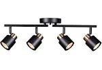 4 Light Track Lighting Kit, Matt Black Brass Finish Adjustable with Moden Flush Mount Ceiling Spotlight for Kitchen,Living Room,Home Improvement