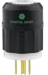 15-Amp 125-Volt Hospital Grade Straight Blade Plug, Black/White - Leviton 8215-C