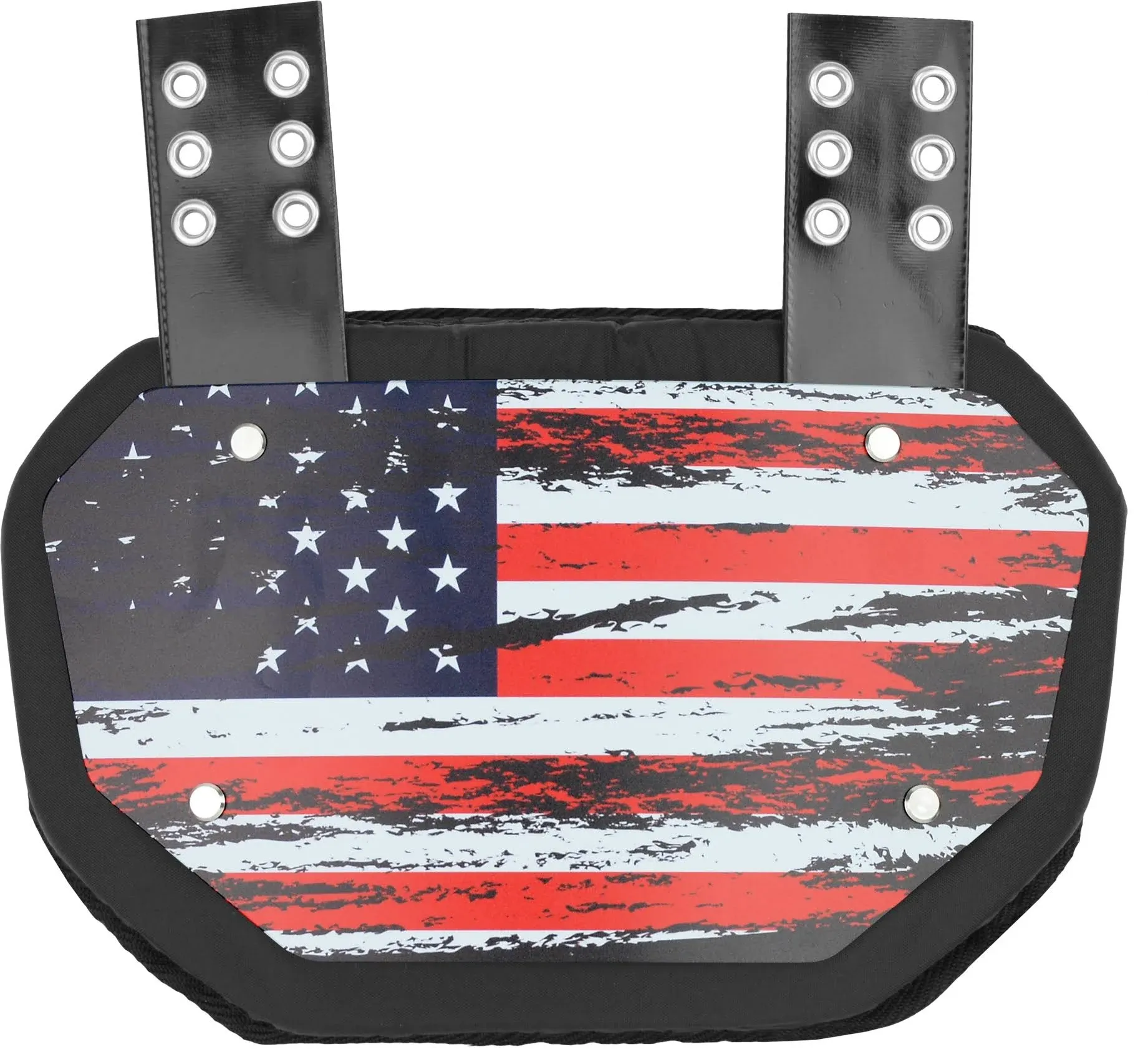 Sports Unlimited Distressed USA Flag Football Back Plate for Shoulder Pads - Universal Fit Lower Back Pad - Youth & Adult