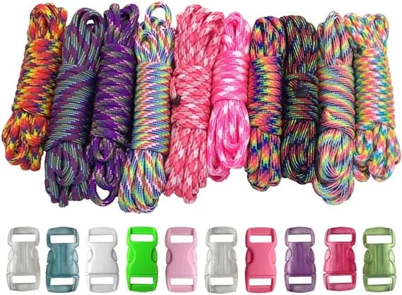 Paracord Planet 550lb Type III Paracord Combo Crafting Kits with Buckles for Friendship Bracelets and Craft Beginners