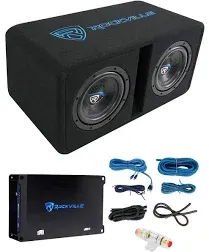 Rockville DK58 PACKAGE Dual 8&#034; 1600w Loaded K5 Car Subwoofer Enclosure+DB11 Amp