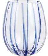 Nuovo Stripe Blue Stemless Wine Glass