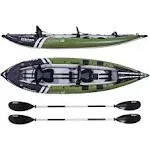 Elkton Outdoors Steelhead Inflatable Fishing Kayak - Angler Blow Up Kayak, includes Paddle, Seat, Hard Mounting Points, Bungee Storage, Rigid Dropstitch Floor and Spray Guard