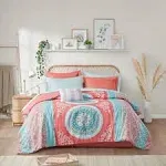 Intelligent Design - Loretta Comforter and Sheet Set - Coral - Full