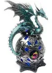 Ain’t It Nice Dragon Statue On Light Up LED Orb Cycling Through Many Vibrant Colors Collectible Dragon Figurine Fantasy Décor, Turquoise 4(L) x 4(W)